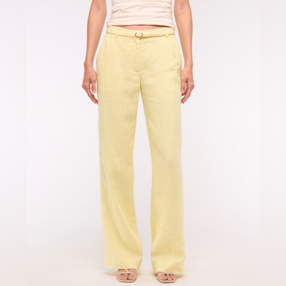 Abercrombie & Fitch Soft Yellow Linen Pants